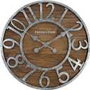 Presentime & Co Vintage Farmhouse Series, Galvanized Rustic Barnwood Clock, 19.5 inch, Galvanized Finish Arabic Numerals with Weathered Natural Barnwood, Farmhouse Décor/Wall Décor