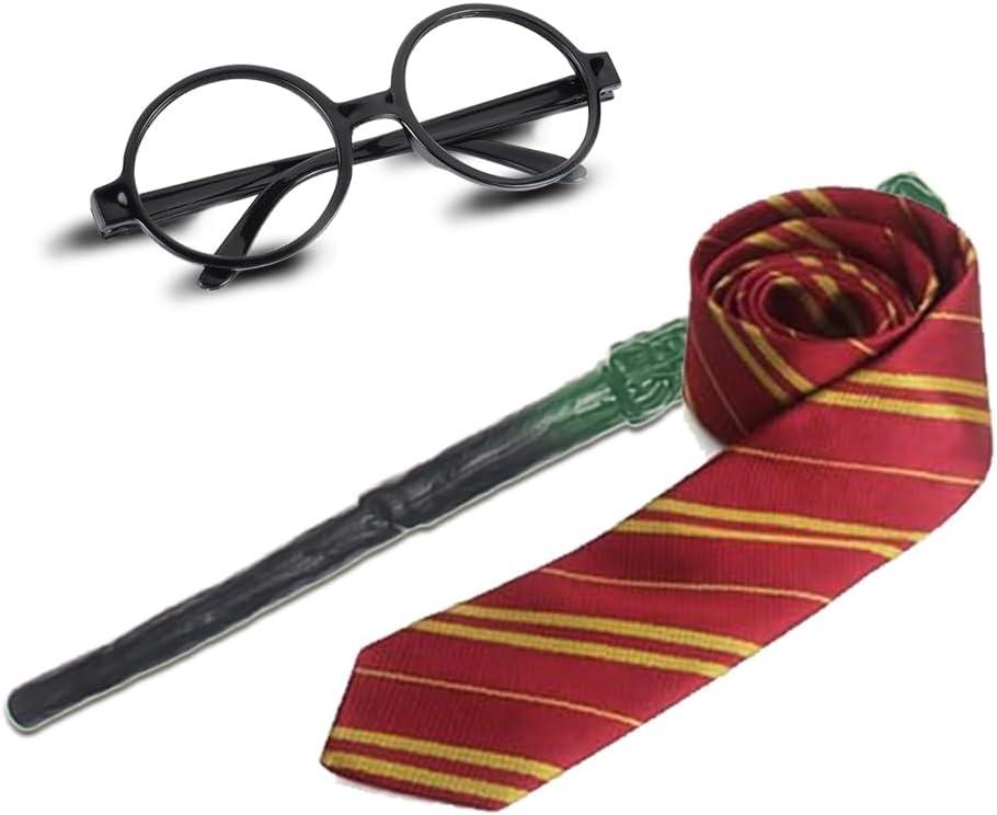 Wizard Glasses Without Lenses,Magic Wand, Ties for Halloween, Cosplay Party Costumes Accessories,Magic School Birthday Supplies Decorations