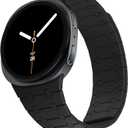 Magnetic Band Compatible with Samsung Galaxy Watch 8 Band 40mm 44mm/Galaxy Watch 8 Classic 46mm(2025), Silicone Sport Strap for Women Men, Black
