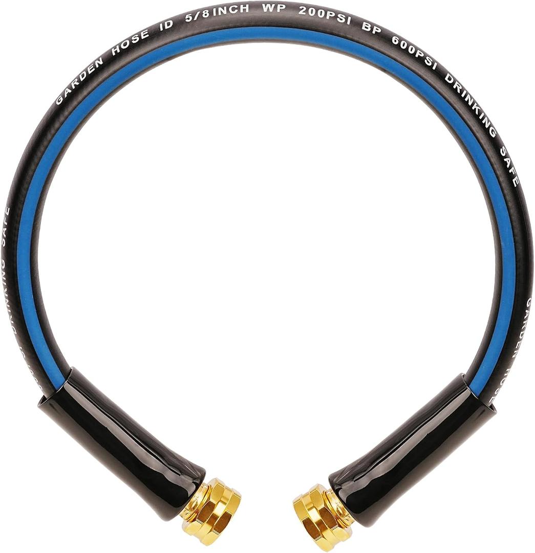 2 x SheeChung Short Garden Hose 2ft x 5/8",Water Hose for Hose Reel Faucet,Flexible,Lightweight Rubber Hose with Female to Female Fittings,Small Leader Hose Heavy Duty,Kink Free,3/4"GHT