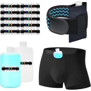 Urine Test Complete Kit - 2 Urine Empty Bottles of 3.5 oz Each, 1 Hi-Stretch Hidden Leg Strap, 10 Temperature Test Strips and 1 Storage Pouch, 1 Lining Pocket Boxer Brief for Travel Testing (L)