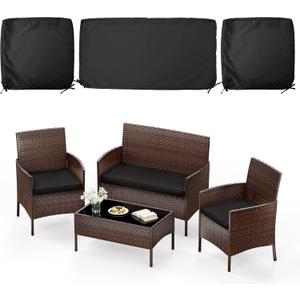 3 Pack of Outdoor Seat Cushion Replacement Set Suitable for 4 Pieces of Wicker Rattan Furniture Terrace Guest Set Sofa Chair (36x18x2, 18x18x2), Only Cover