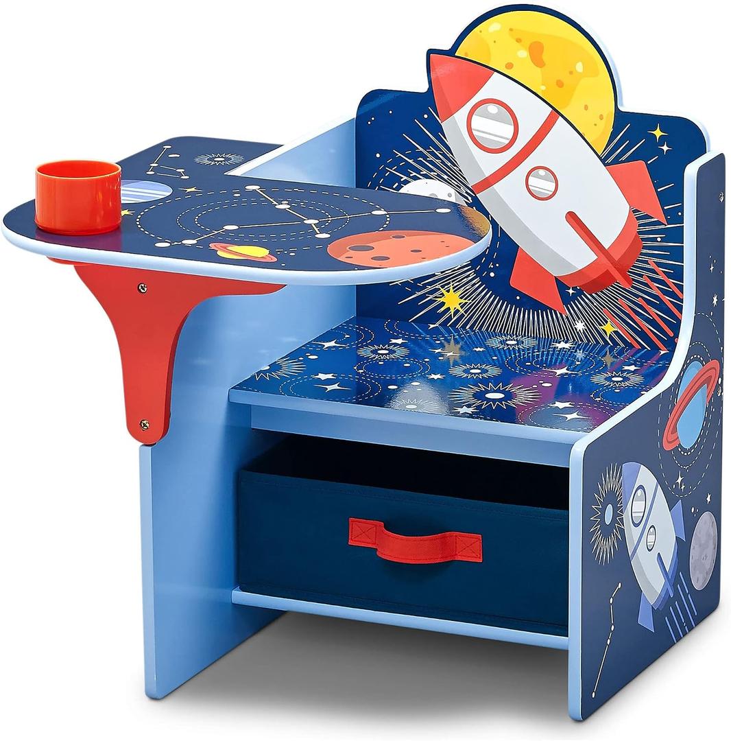 Delta Children Space Adventures Chair Desk with Storage Bin - Ideal for Arts & Crafts, Snack Time, Homeschooling, Homework & More - Greenguard Gold Certified, Blue, 1 Count