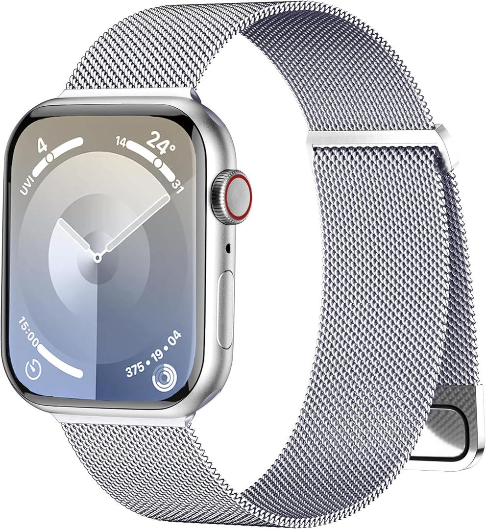 Magnetic Band Compatible for Apple Watch Bands Women Men 40mm 38mm 41mm 42mm 46mm 44mm 45mm 49mm, Stainless Steel Mesh Metal Sport Strap Wristband iWatch Series 11 10 9 8 7 6 5 4 3 2 1 SE Ultra