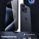 Lamicall Screen Protector for iPhone 15 Pro Max - [No White Edge] 2Pack, with Easy Mount Frame, Screen Protective Film, Anti-Fingerprint Protective Tempered Glass, Anti-Scratch, 9H