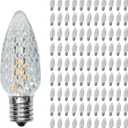 100 Pack C9 Led Christmas Lights Bulb, C9 Replacement LED Christmas Lights Outdoor Bulb, C9 Shatterproof Led Bulb for Christmas String Lights, E17 Base, Commercial Grade 2200K Warm White Bulbs