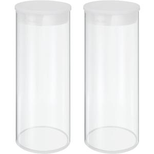 MECCANIXITY Transparent Plastic Storage Tubes, 2 1/2" x 6"(63x150mm) Polycarbonate Clear Rigid Round Storage Tubing with Black Lid, 2 Set