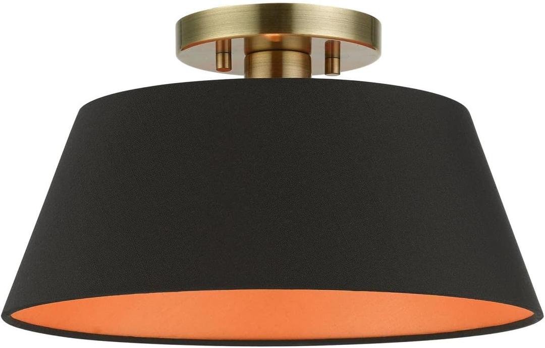 Livex Lighting, 51357-01, Palma, Semi-Flush, Antique Brass