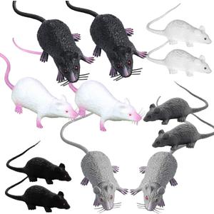 12 Pieces Halloween Fake Rat Plastic Rat Simulation Mouse Model Realistic Terror Plastic Mouse for Halloween Toy Joke Prank Party Decoration, 2 Size