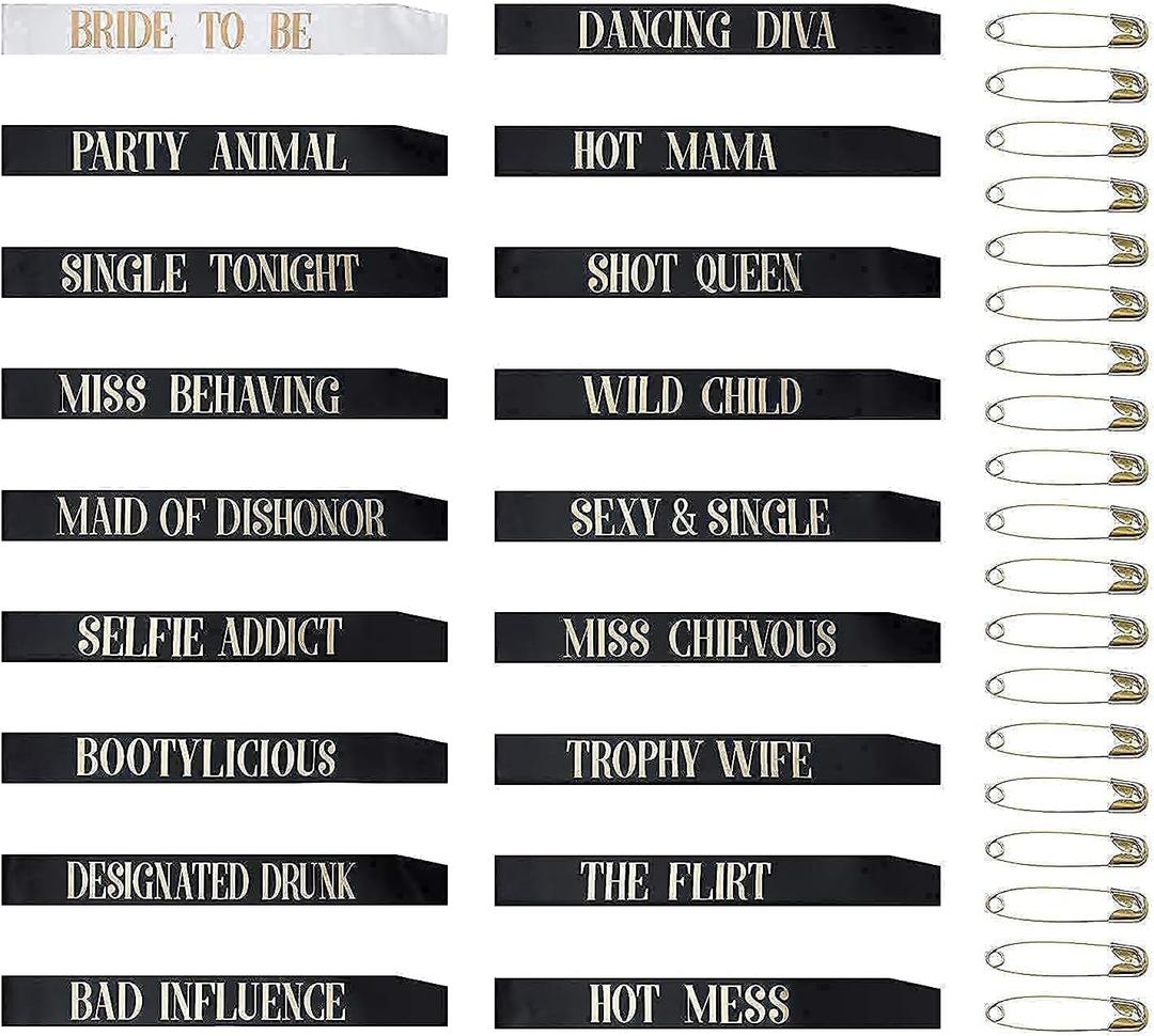 Snsowed 18 Pack Bachelorette Party Sashes, Bride Tribe Funny Bridesmaid Sash Set, Team Bride Sash, Maid of Honor Sash for for Bachelorette Hen Party and Bridal Shower Engagement Wedding Party