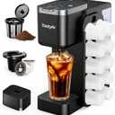 Tastyle Hot & Iced Coffee Maker with Magnetic KPod Organizer (Pods Not Included), Stores 10 Pods, 45 Cups Coffee Maker & Singleserve Brewer for K Cup & Grounds, 40oz Removable Water Tank, Black
