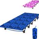 Kids Camping Cot and Toddler Travel Bed | Lightweight and Compact Cots for Sleeping | Portable Folding Cot for Toddler, Kids, Youth and Even Adults (Blue, 63" x 23.5")