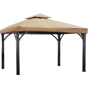 YOYOW 10x10 Canopy Replacement Gazebo Top Canopy Replacement Outdoor Shelter Top for Garden Patio Pavilion Sun Shade(Khaki)