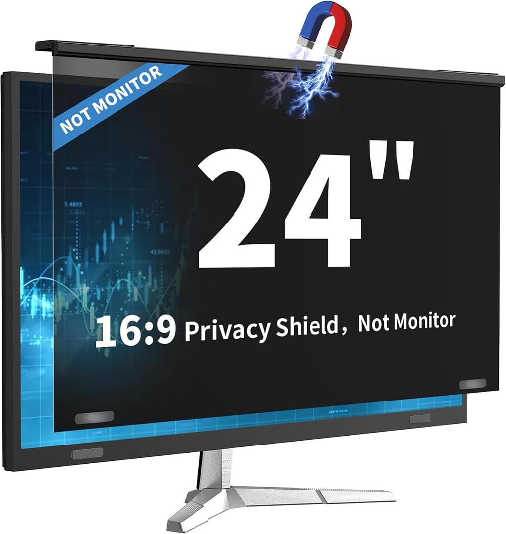 Magnetic 24 Inch Computer Privacy Screen for 16:9 Widescreen Monitor, Removable Hanging Anti-Blue Light Computer Screen Privacy Panel, Anti-UV Magnetic Attachment Monitor Privacy Screen