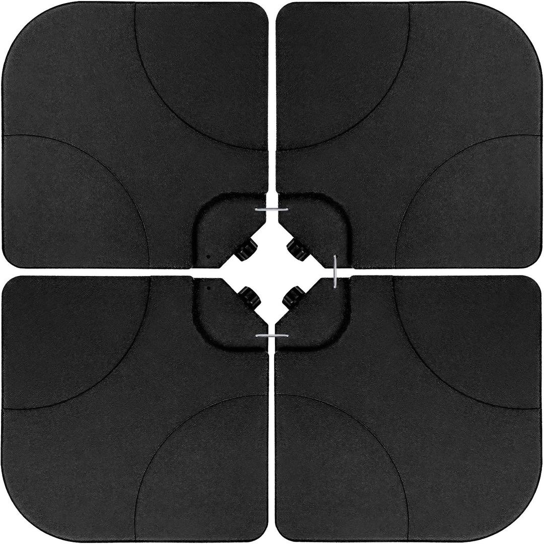 Simple Deluxe 4pcs Cantilever Offset Patio Market Stand with U Locking Shape Weights Water, Umbrella Square Base (176lbs, Black-Cross)