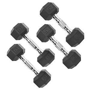CAP Barbell 50lb Coated Hex Dumbbells, 10x2 15x2