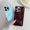Caseative for iPhone 15 Case,Solid Color Water Ripple Wave Pattern Pleated Phone Case (Wine Red,15)