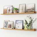Picture Ledge Shelf, Floating Shelves Set of 2, 48 Inches Long Large Nursery Book Shelves for Toys Storage, Kids Bookshelf Wall Mounted for Living Room Bedroom Decor Books Photo Frames, Natural Oak (48'', Set of 2)