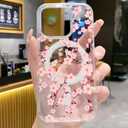 AIGOMARA Phone Case Made for iPhone 16 Pro Max 6.9 Inch [Compatible with MagSafe] Pink Floral Cherry Blossom Design Soft TPU and Hard PC Clear Case Shockproof Anti-Scratch Phone Cover for Women