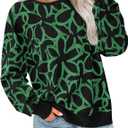 PRETTYGARDEN Graphic Sweatshirts for Women Crewneck Floral Print Long Sleeve Pullover Y2K Tops 2026 Fall Casual Cute Clothes (Small, Black Green Flower)