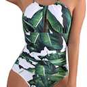 B2prity Women's One Piece Swimsuit Tummy Control Halter Bathing Suit Slimming Supportive Long Torso Friendly Swimwear M