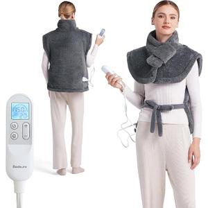 Bedsure Full Body Heating Pad for Back  Valentine Birthday Gifts for Seniors Women Mom, Wrap Electric Heated Pad for Neck and Shoulders, Fast Heating Large 24"x34", ETL Certified, Grey