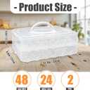 1-Layer Egg Holder for 24 Eggs,Plastic Egg Container with Handle,Deviled Egg Tray with Handle Lid,Devil Egg Holder for Refrigerator,Kitchen,Easter Day Party Containers, 12 x 8.5 x 4.2 inches