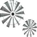 MyGift Galvanized Windmill Wall Decor, Vintage Silver Metal Windmill Wall Hanging Sculptures, Set of 2