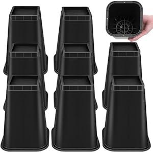 MCXYEM Bed Risers Adjustable Furniture Risers - Heavy Duty 4 or 8 inch or 12inch Non-Slip Lift Supports for Beds/Couches/Sofas, Durable Square Design with Creates Storage Space (Black 9 Pack, 8 Inch)