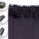 S-noilite Elegant 30"(76cm) Longest Straight Dark Black Mix Dark Purple 3/4 Full Head One Piece 5 Clips Clip in Hair Extensions