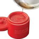 Fox Run Ceramic Bacon Grease Container With Strainer, 5 x 5.5 inches, Red