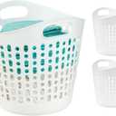 IRIS USA Plastic Laundry Hamper, 40L- 3 PK, Flexible, Ventilation, White, 40L - 3 Pack