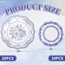 40 Pcs Paper Plates Chinoiserie Flower Scalloped Paper Plates 7 & 10 Inch Blue White Floral Disposable Plates for Wedding Birthday Spring Summer Party Table Supplies