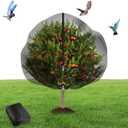 Fruit Tree Netting Cover with Zipper and Drawstring Large Bird Netting for Fruit Trees Cover Bird Barrier Mesh for Garden Protection Keep Squirrels Cicadas Deer Insects Out, Black (6' x 6.2', 1 Pack)