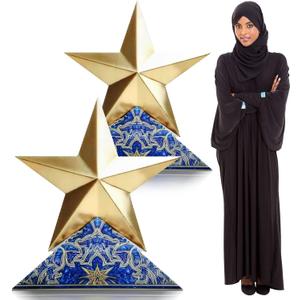 Thyle 2 Pcs 25'' Ramadan Eid Star Cardboard Cutout Decoration Stand up Life Size Ramadan Eid Islamic Religious Theme Party Decor Star Backdrop Photo Prop Standup for Religious Celebration Party Supply