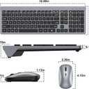 Wireless Keyboard and Mouse Combo - Ultra-Slim Design Full Size Quiet Keyboard with 3 DPI Adjustable Wireless Mouse, Sleep Mode,2.4G Cordless Thin Keyboard Mouse Set for Windows, Mac, Laptop, Black Gray
