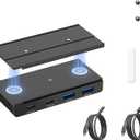 EJAY 10Gbps Magnetic USB-C Hub, 4-Port USB 3.2 Gen2 Data Transfer, 2 USB 3.2 + 2 Type C Port, Includes Sliding Rail, Screws and Sticky Pads for MacBook Laptop PC, Black