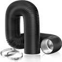 Hon&Guan 4" x 8FT Aluminum Foil Insulated Flexible Duct, Dryer Vent Hose for HVAC Ventilation and Duct Fan Systems, 2 Clamps Include. (4 x 8 FT, Black)