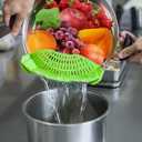 Clip On Strainer Silicone Pots and Pans, AUOON Pasta Strainer Clip on Food Strainer for Meat Vegetables Fruit Silicone Kitchen Colander, Green