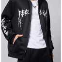 SOLY HUX Men's Graphic Zip Up Hoodies Sweatshirt Drawstring Long Sleeve Casual Streetwear Jacket Black Graphic Small (Black, S)
