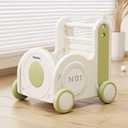 Children's Train Toy Box,Cart for Toddlers 1-3 with Wheels, Drawstring, and Handle for Riding, Walking, Towing, and Storage. Load Capacity 170LBS Great Gift for Toddler Boys and Girls(Train-Green)
