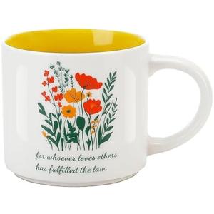 ONRRI Ceramic Mug 15 OZ (450ml) - Romans 13:8 "Whoever Loves Others Has Fulfilled the Law - Inspirational Floral Design - Premium Coffee Cup, Dishwasher & Microwave Safe - Ideal Gift for Tea