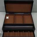 Juvale Mens Jewelry Box Organizer and Holder - Black Watch Box with Leather Valet Tray for Home Improvement - 12.6 x 9 x 4 In