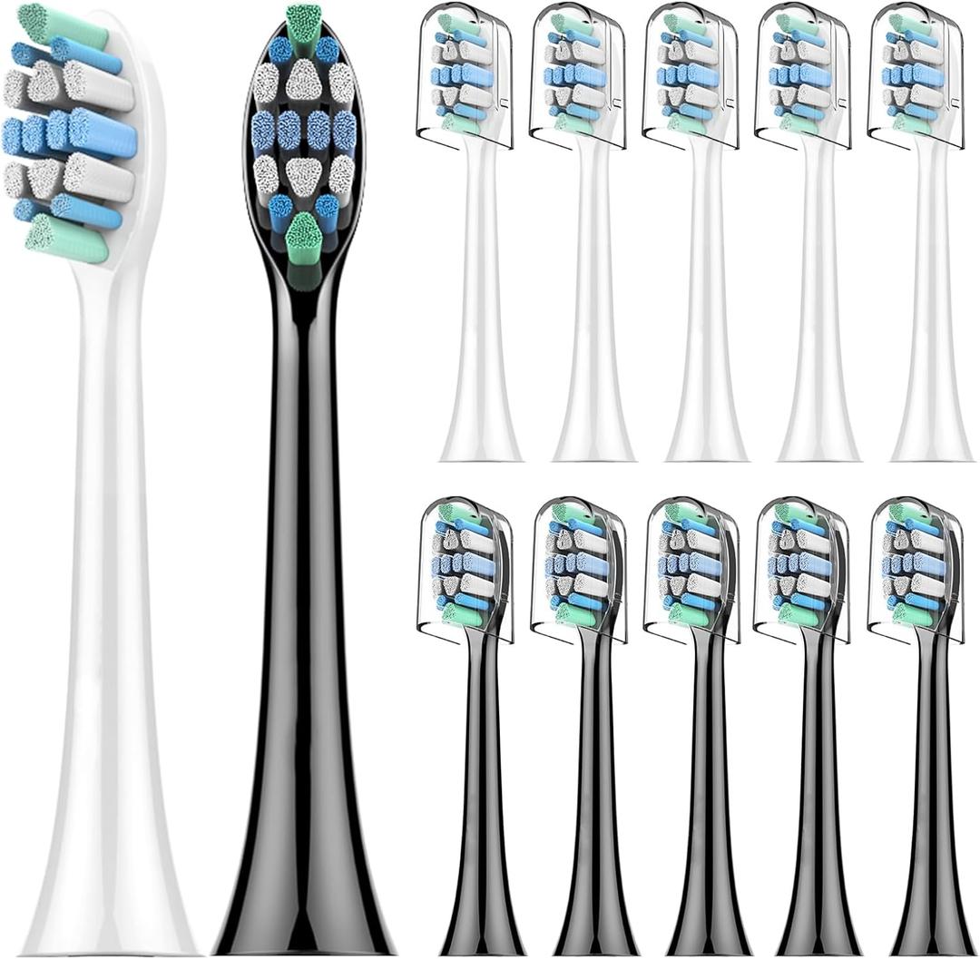 Toothbrush Replacement Heads for Philips Sonicare 12(Black and White) Pack Soft Replacement Electric Toothbrush Head Compatible with Philips Sonicare Electric Toothbrush