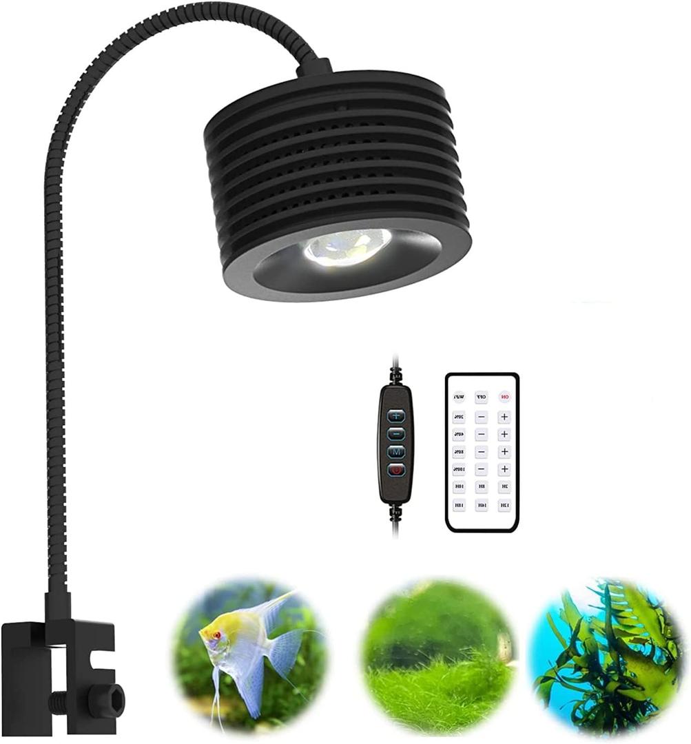 Lominie Full Spectrum Aquarium Light, 4 Channels Remote ControlAdjustable Gooseneck Freshwater Super Bright Fish Tank Light for Planted Nano Freshwater Aquarium Tank (A20 16W Freshwater