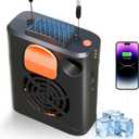 Portable Waist Fan Clip On Rechargeable 3-Speed Settings with Charger and Light, Wearable Personal Belt Fan Cooling, Hands-Free Neck Fan For Outdoor Hiking Jobsite Farms(orange)