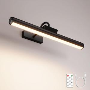 Skairipa Picture Light with Remote, 16in Battery Operated Picture Lights for Wall 5000mAh, 3 Color Modes and Dimmable LED Art Lighting with Timer for Painting, Frame, Gallery (Black-1Pack)