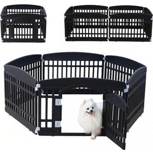 Pet Playpen Foldable Gate for Dogs Heavy Plastic Puppy Exercise Pen Indoor Outdoor Small Pets Fence Puppies Folding Cage 6 Panels for Puppies and Small Dogs House Supplies (Black 6*Panel)