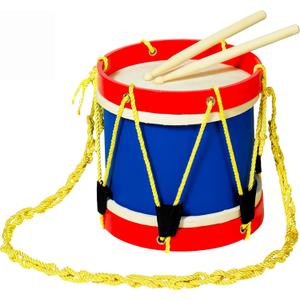 Kids 8 Inch Drum Set with Adjustable Strap and 2 Wooden Drum Sticks - Musical Instrument Gift Choice