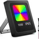 SQEDT WS2811 RGB Flood Lights,Color Changing Flood Light,10/20W Smart WS2812 Floodlights Low Voltage Outdoor Landscape Lighting with Mini Controller for Halloween Christmas Holidays Decoration (10W)